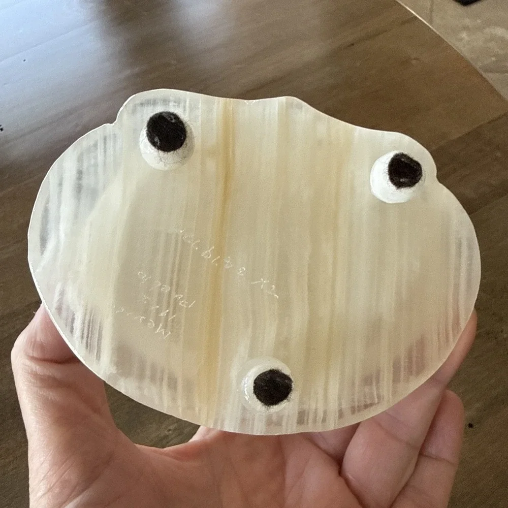 Vintage Clam Shell Shaped Onyx Alabaster Marble Trinket Jewelry Box Hinged Lid